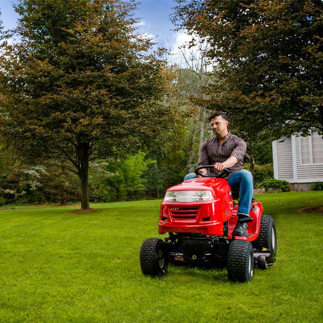 Red riding lawn mower brands best sale