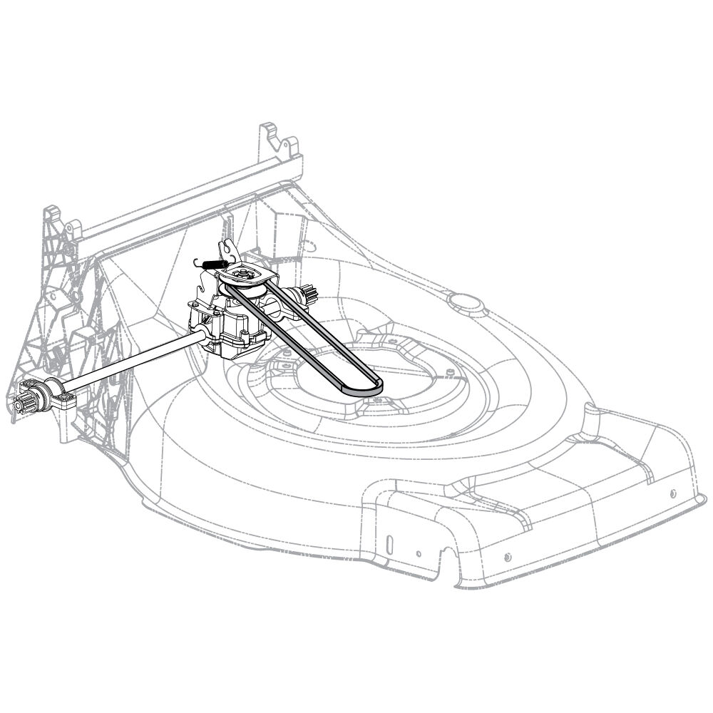 Lawn mower drive belt outlet
