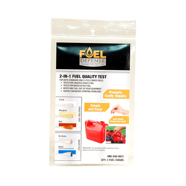 2-in-1 Fuel Quality Test for Both Standard and 2-Cycle Mixed Fuels. Contains 3 Swabs.