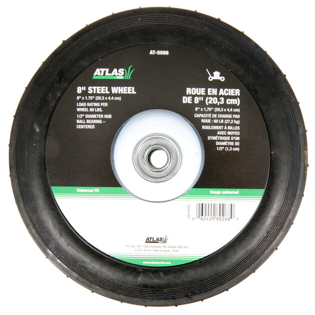 Universal Wheel - 8 x 1.75&quot; - steel with ball bearing hub - centered