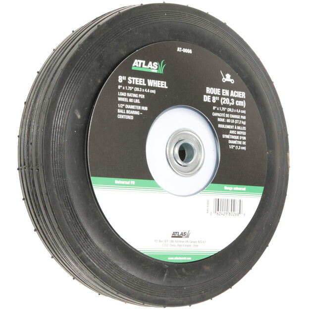 Universal Wheel - 8 x 1.75&quot; - steel with ball bearing hub - centered