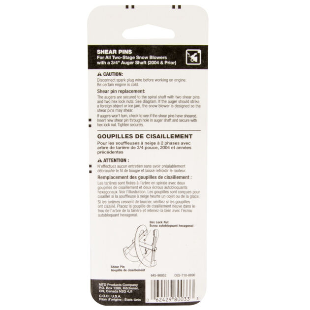 Shear Bolt Kit, 5/16-18 x 1.5&quot;