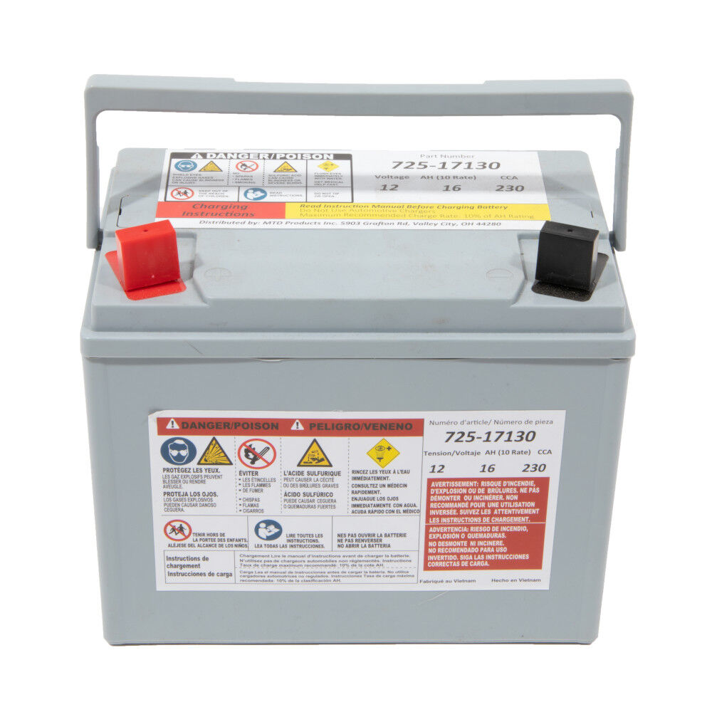 12 Volt Absorbent Glass Mat AGM Battery 230 CCA 725P17130 MTD Parts Canada