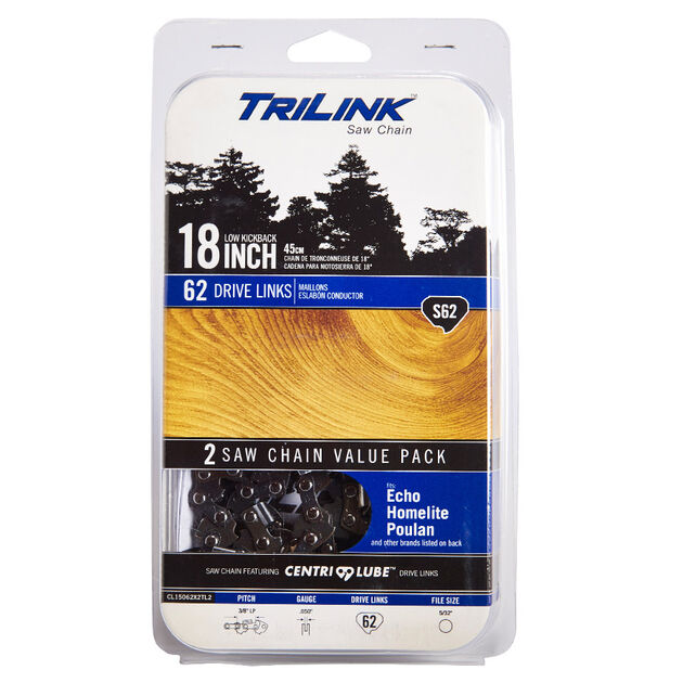 TriLink 18-inch Saw Chain S62- 2 Pack
