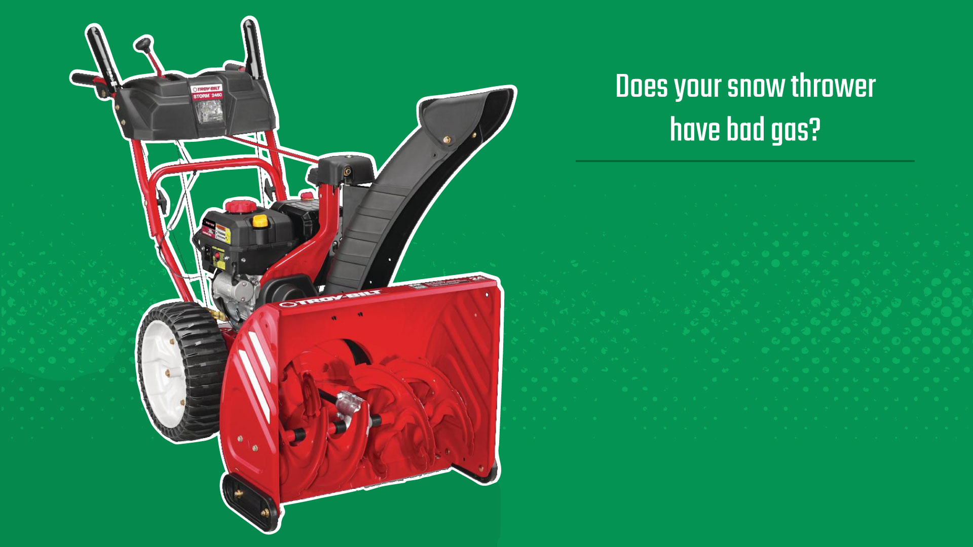 red troy bilt snow thrower on green background